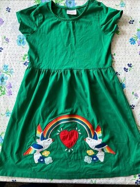 Hannah Andersson Knit Dress Birds and Rainbows - US 8